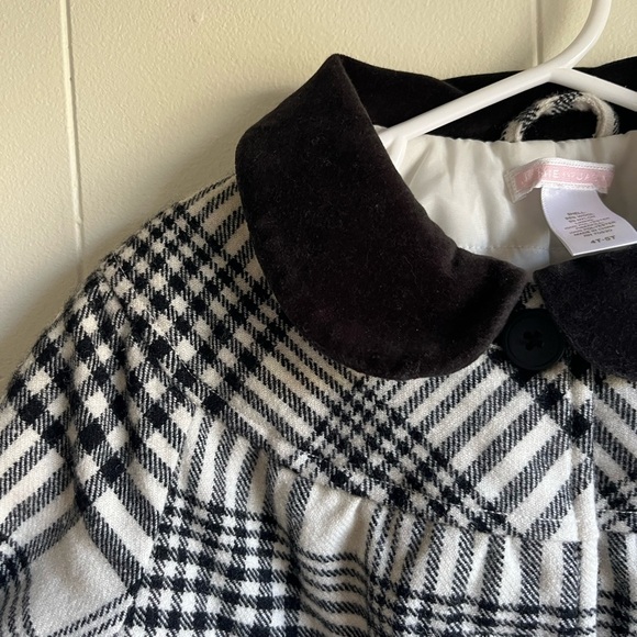 Janie and Jack Black and Cream Wool Plaid Girls Holiday Jacket Pea Coat Sz 4T-5T - Picture 4 of 9